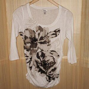 Motherhood Maternity Womens 3/4 Sleeve Burnout Tunic Top Medium